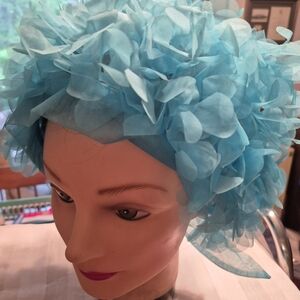1960s Vintage Blue Floral Head Piece